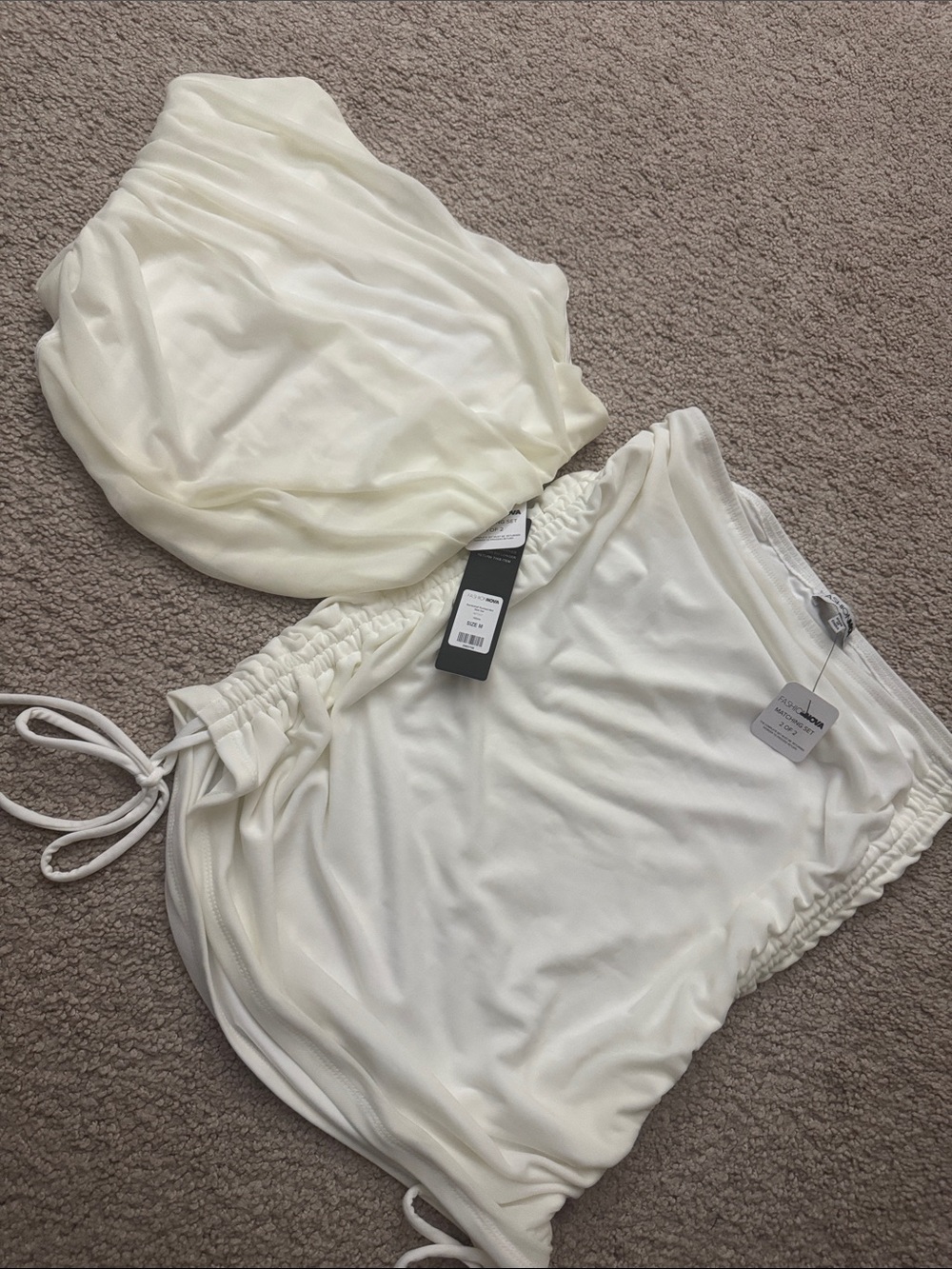 Fashion Nova Cream Strapless Bandeau Set - Soft Two-Piece